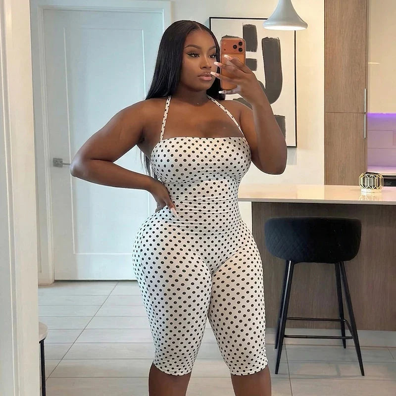 Polka Dot Halter Capri Jumpsuit