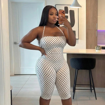 Polka Dot Halter Capri Jumpsuit