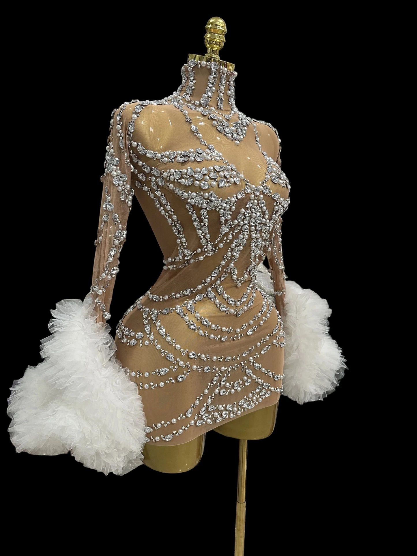 Crystal Mesh Mini Dress