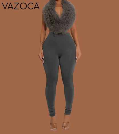 Aubree Fur Pants Set