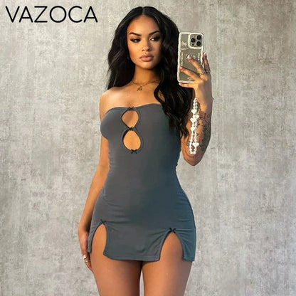 Strapless Hollow Out Mini Dress