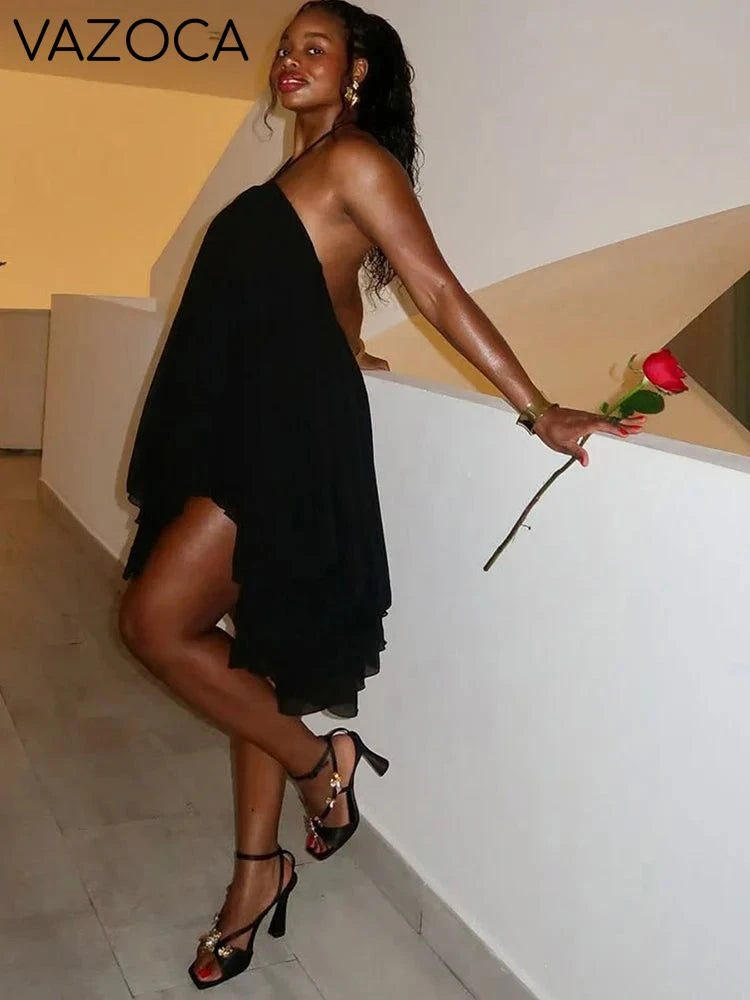 Asymmetrical Hem Backless Dress