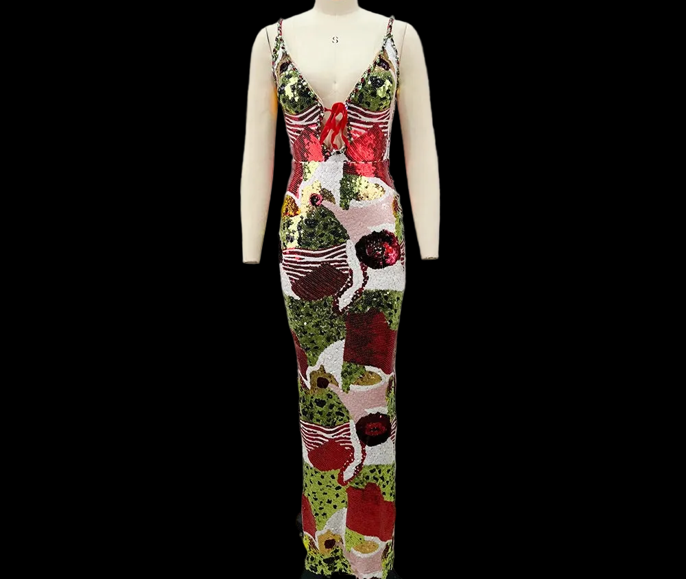 Kiandra Floral Rhinestone Maxi Dress