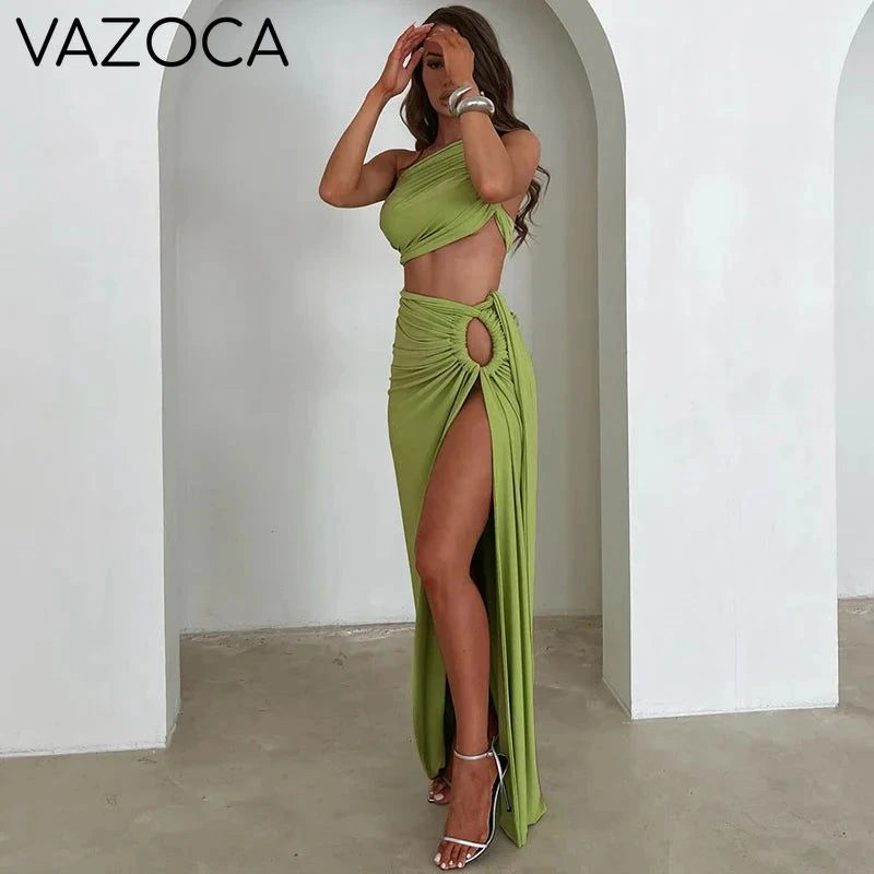 One Shoulder Elegant Skirt Set