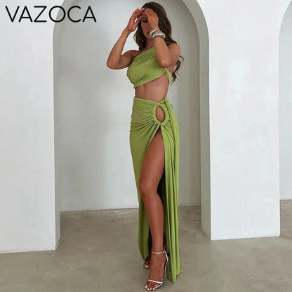 One Shoulder Elegant Skirt Set