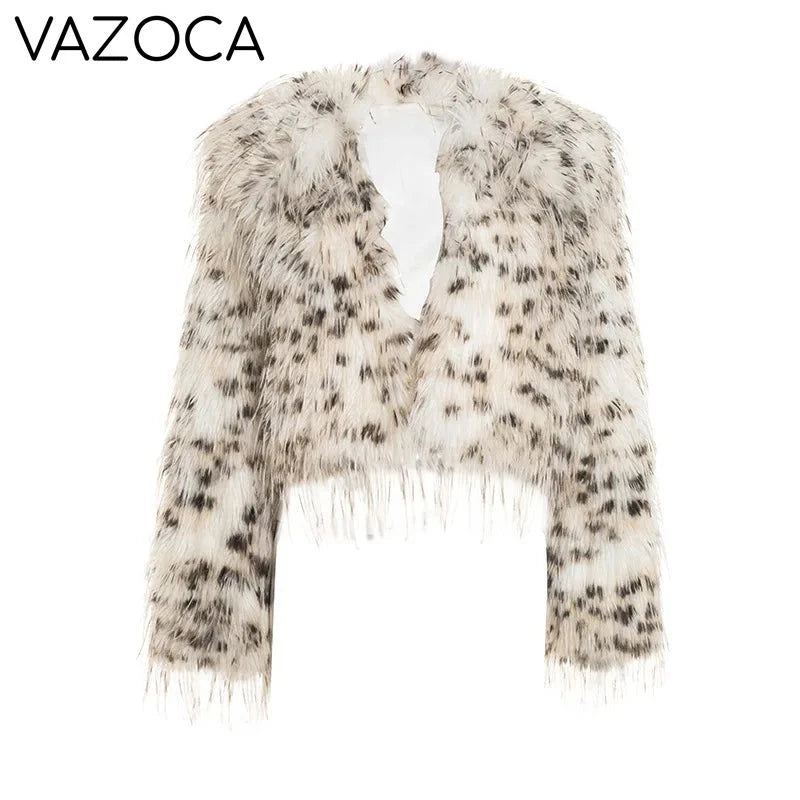 Leopard Fur Plush Coat Apricot