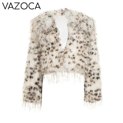 Leopard Fur Plush Coat Apricot