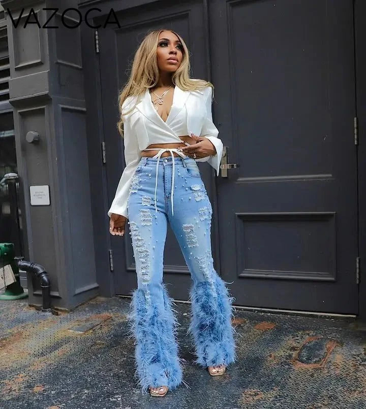 Cynthia Flare Feather Jeans