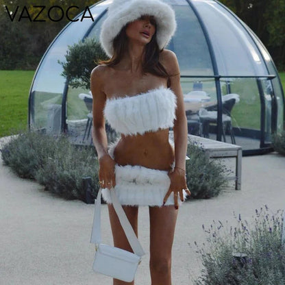 Taylor Fur Mini Skirt Set
