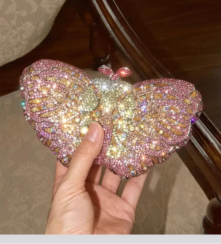 Butterfly Shaped Rhinestone Clutch Bag