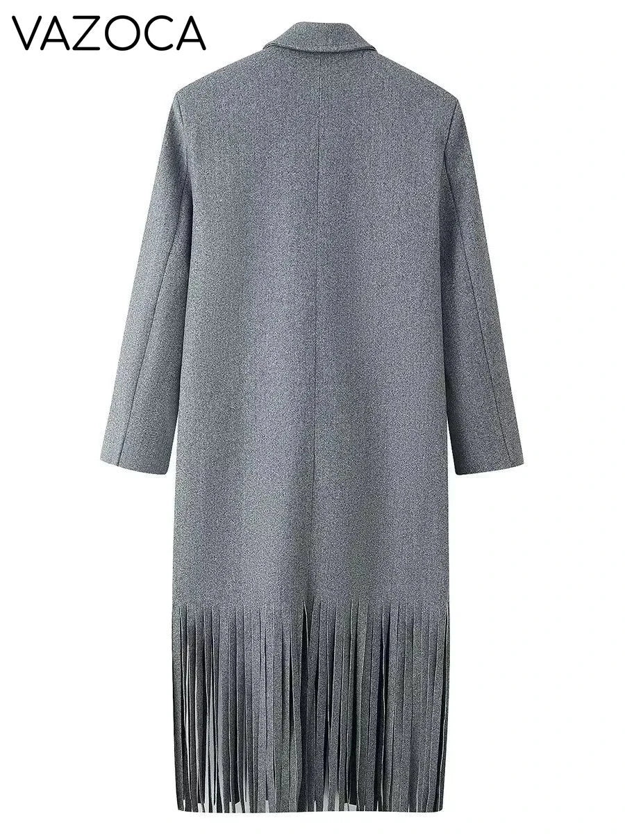 Wool Tassel Hem Coat