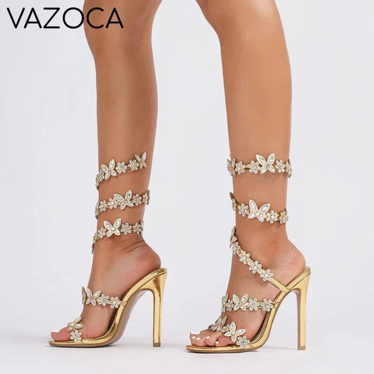 Butterfly Flowers Gladiator High Heels