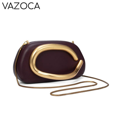Leather Clutch Purse Brown