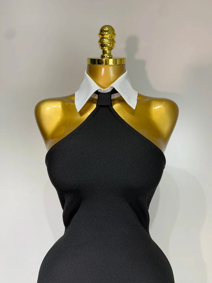 White Collar  Bodycon Bandage Mini Dress