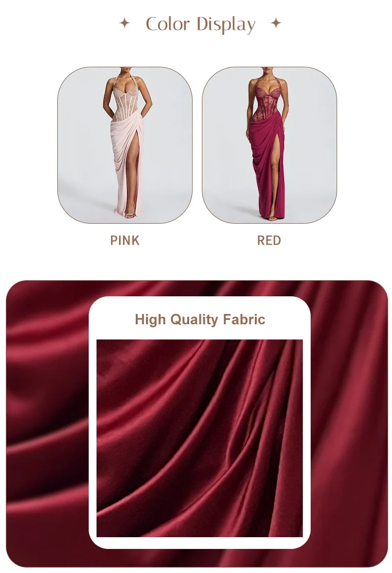 Bodice Corset High Slit Maxi Dress