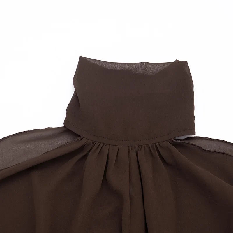 Turtleneck Sheer Chiffon Capris Set