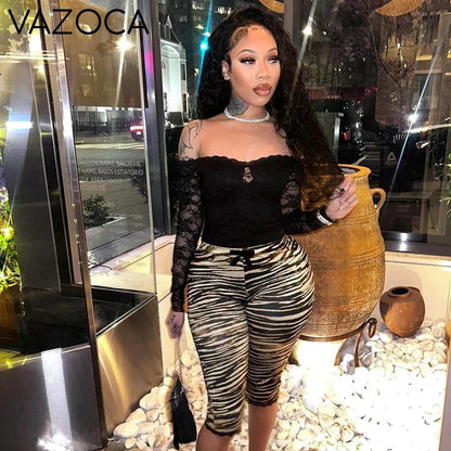 Zebra Lace Trim Capri Pants