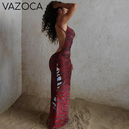 Tiger Dusk Backless Maxi Dress