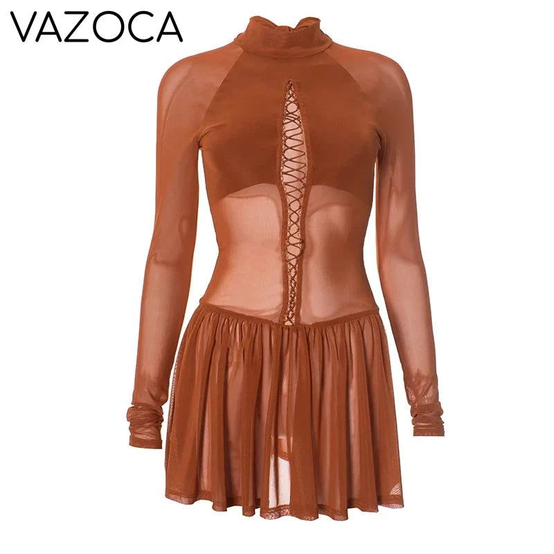 Shirring Pleated Mini Dress