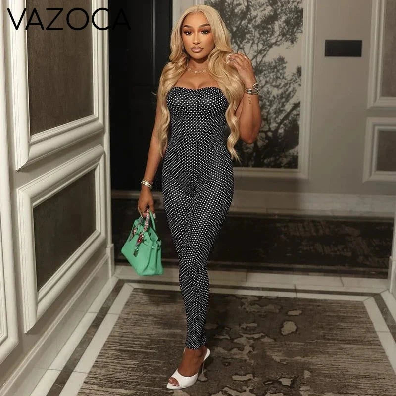 Retro Dots Strapless Jumpsuit
