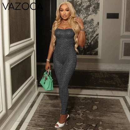 Retro Dots Strapless Jumpsuit