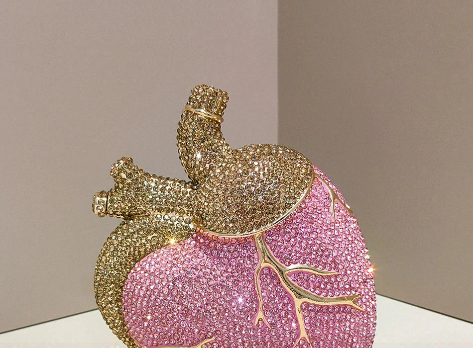 Heart Rhinestone Clutch Bag