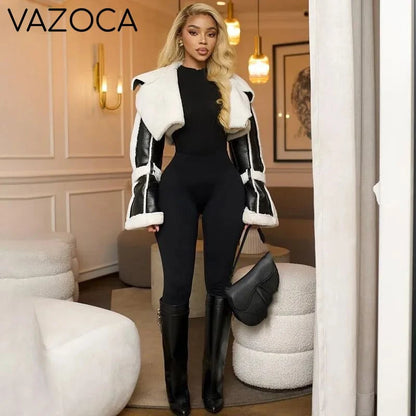 Fur Collar Crop Jacket