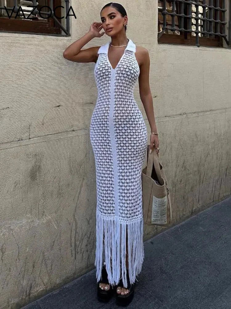 Jacky Polo Crochet Tassel Dress