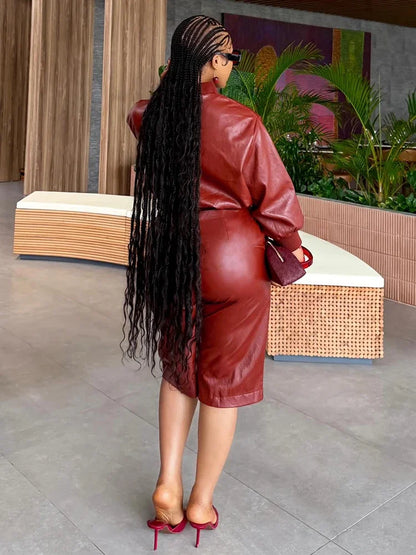 Red Leather Short Set