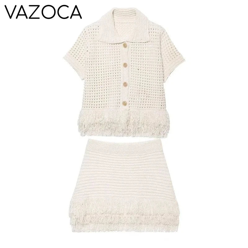 Bella Tassel Knit Cardigan Skirt Set