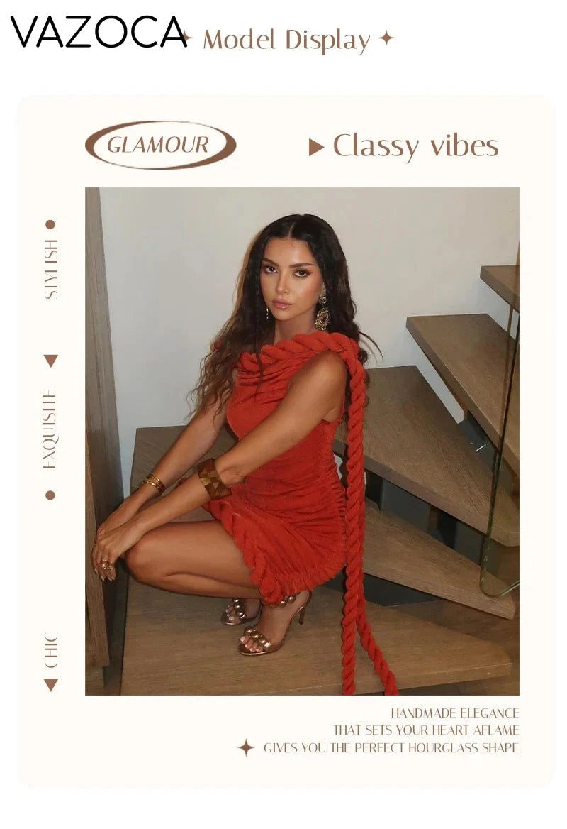 Velvet Rope One-Shoulder Mini Dress