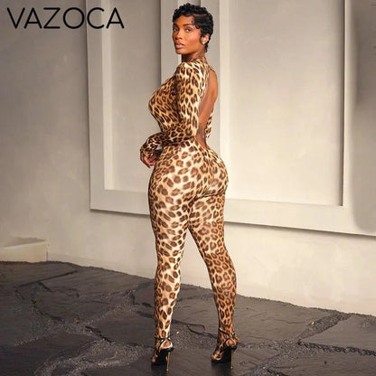 Leopard Plunge Catsuit