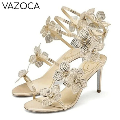 Flower Embellished High Heels