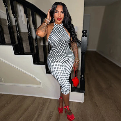 Backless Optical Polka Dot Romper