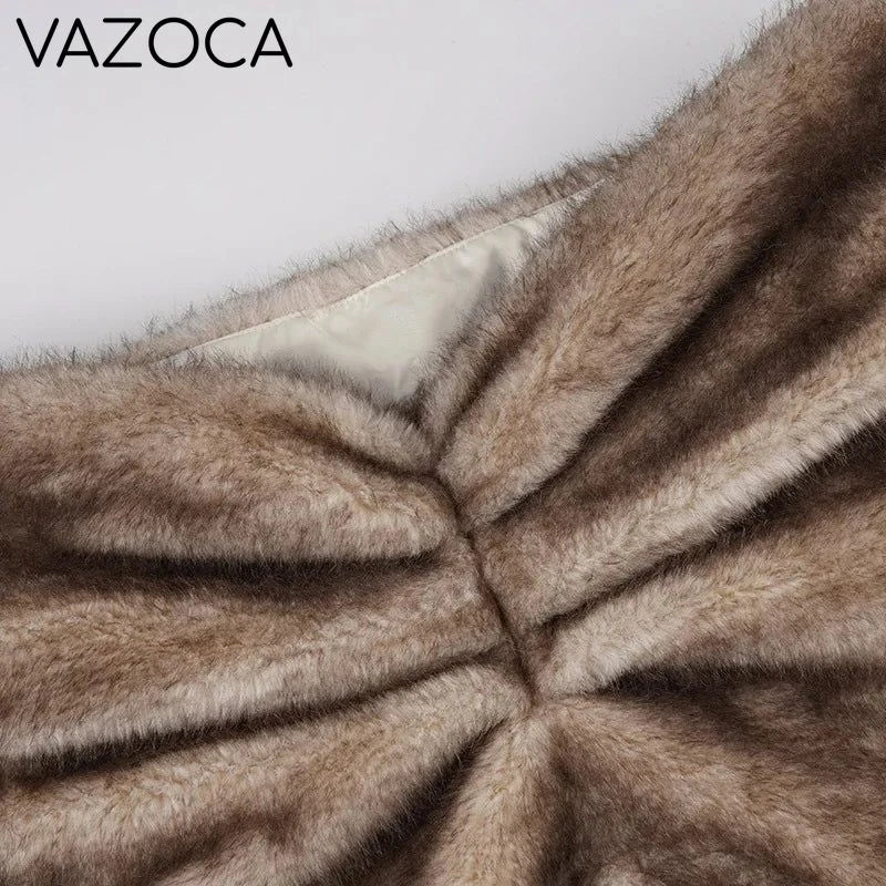 Furry Pleated Mini Skirt