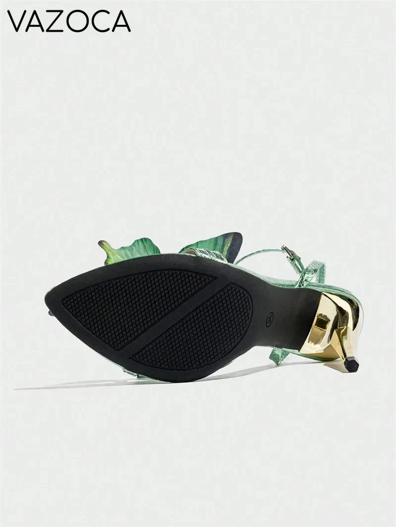 Green Butterfly High Heels