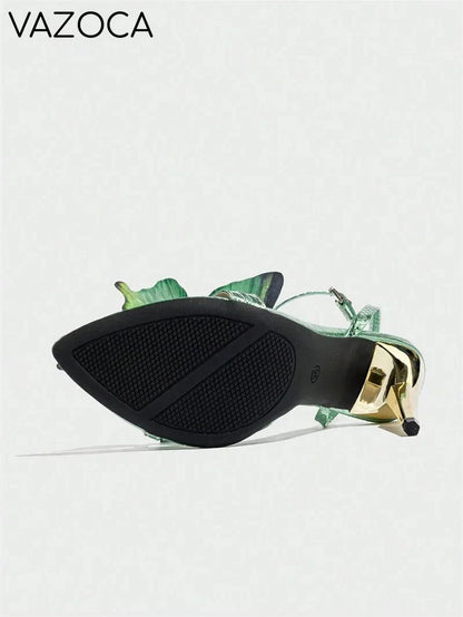 Green Butterfly High Heels