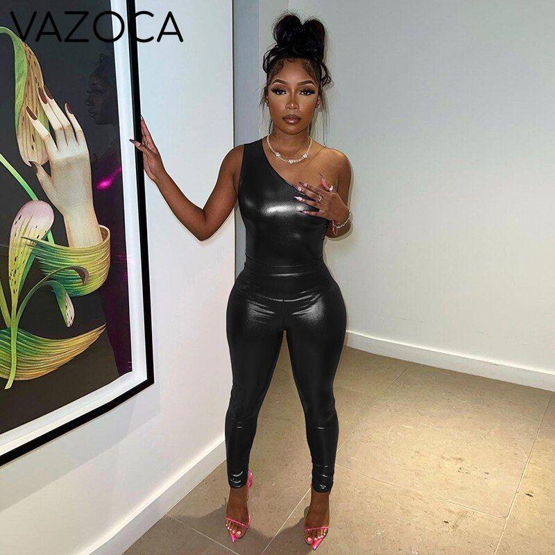 Shiny Metallic Off Shoulder Set