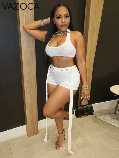 Iris Buckle Short Set WHITE