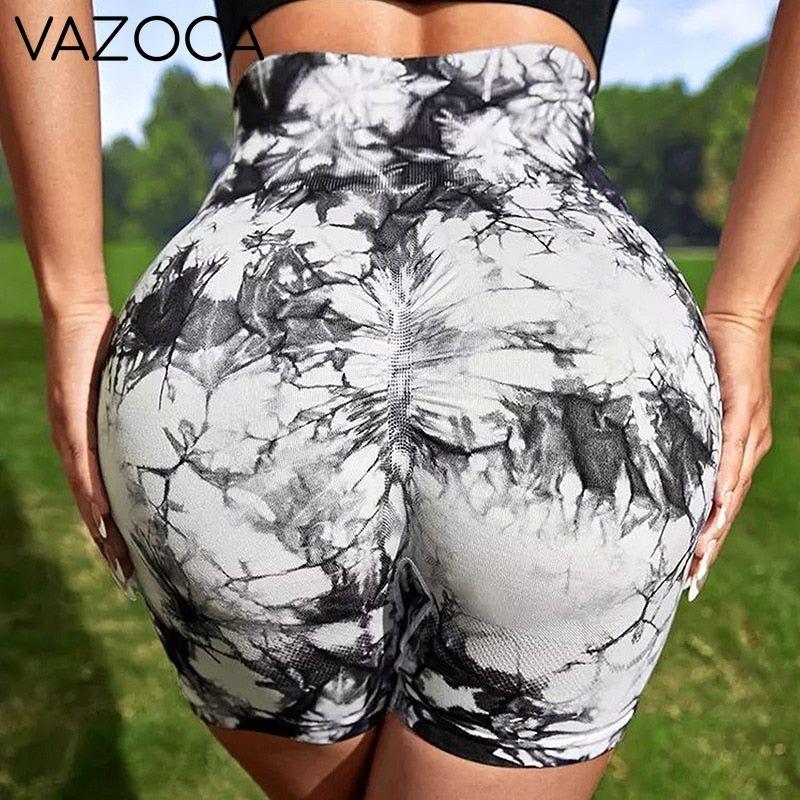 Seamless Tie Dye High Waist Yoga Shorts