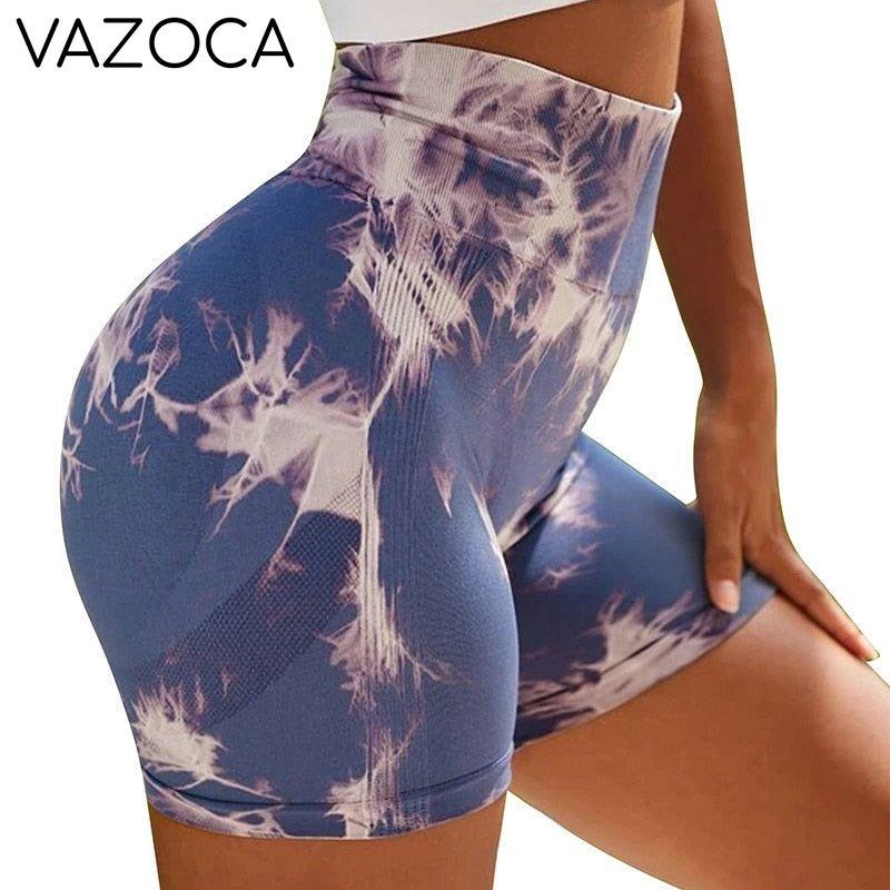 Seamless Tie Dye High Waist Yoga Shorts