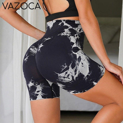 Seamless Tie Dye High Waist Yoga Shorts