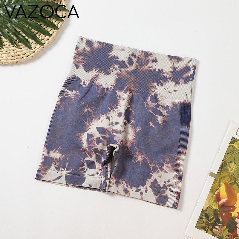 Seamless Tie Dye High Waist Yoga Shorts