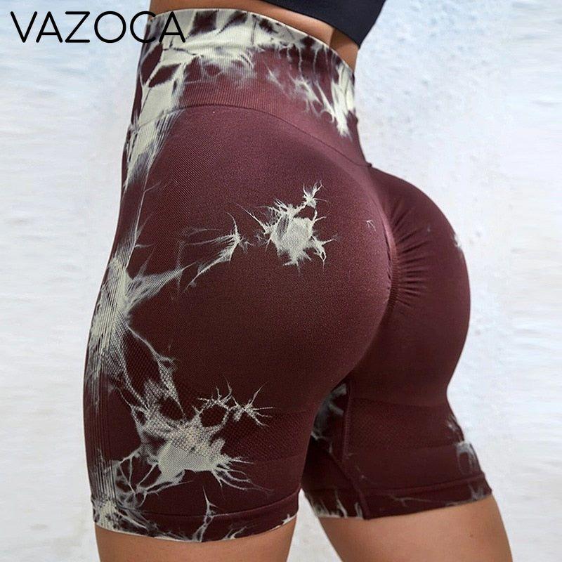 Seamless Tie Dye High Waist Yoga Shorts