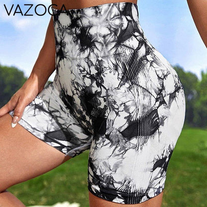 Seamless Tie Dye High Waist Yoga Shorts