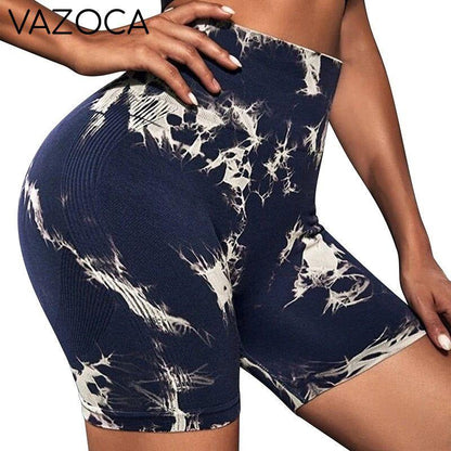 Seamless Tie Dye High Waist Yoga Shorts