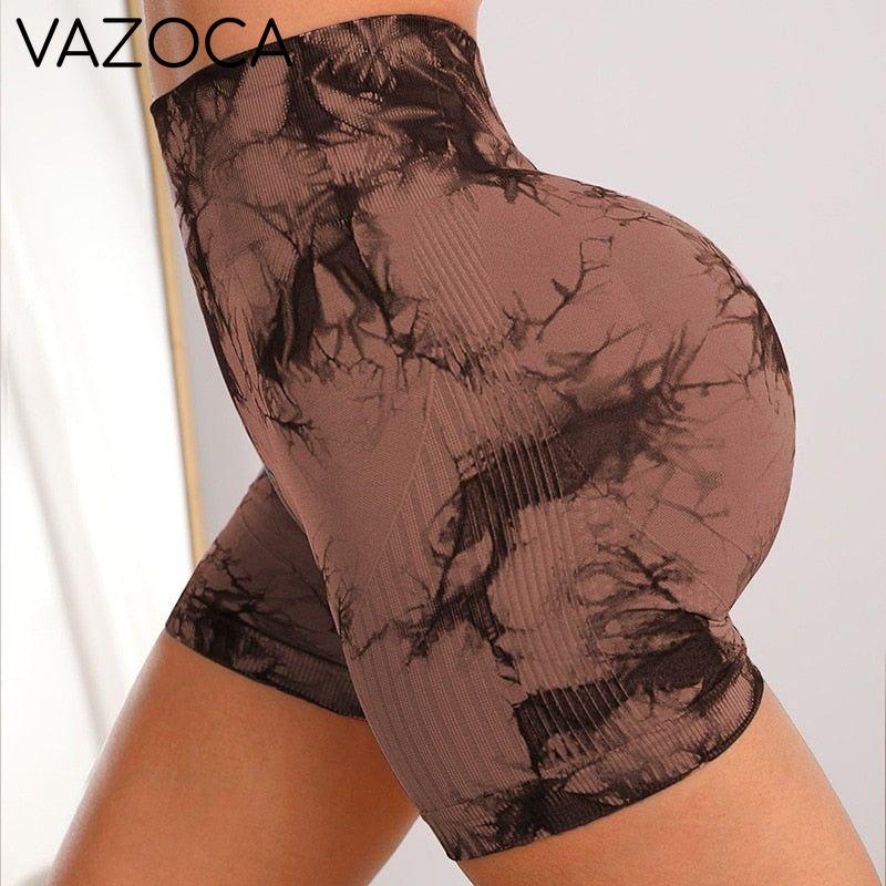 Seamless Tie Dye High Waist Yoga Shorts