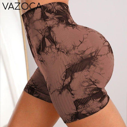 Seamless Tie Dye High Waist Yoga Shorts