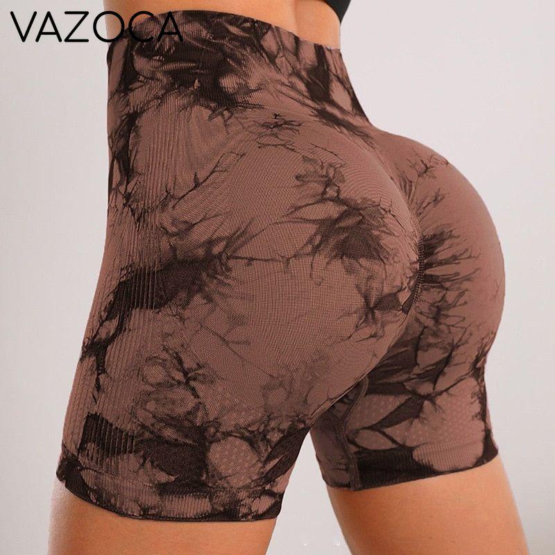Seamless Tie Dye High Waist Yoga Shorts