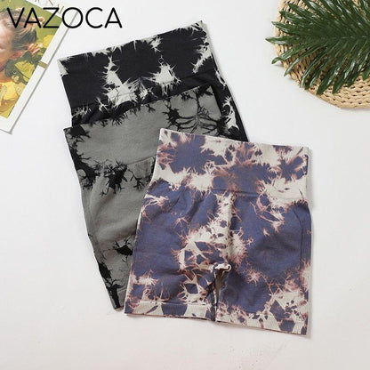 Seamless Tie Dye High Waist Yoga Shorts